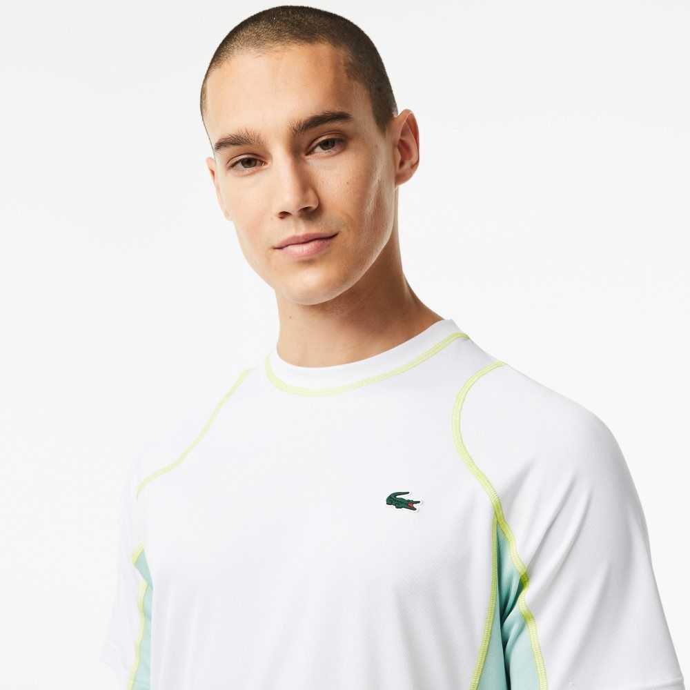 Lacoste Tennis in Tear Resistant Pique Vita Ljusgröna Gula | GAKMJ-8910