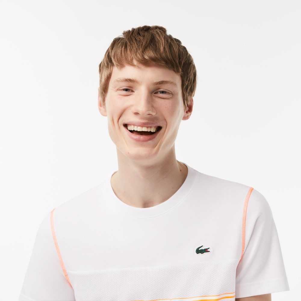 Lacoste Tennis x Daniil Medvedev Jersey Vita Blå Orange | ISNJK-1324