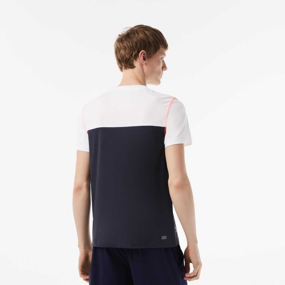 Lacoste Tennis x Daniil Medvedev Jersey Vita Blå Orange | ISNJK-1324