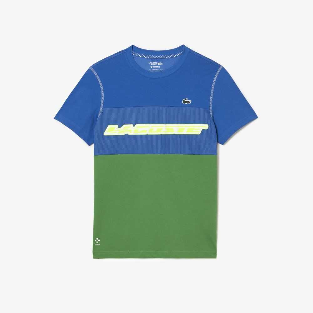 Lacoste Tennis x Daniil Medvedev Jersey Blå Gröna Vita Gula | KCIOZ-4960