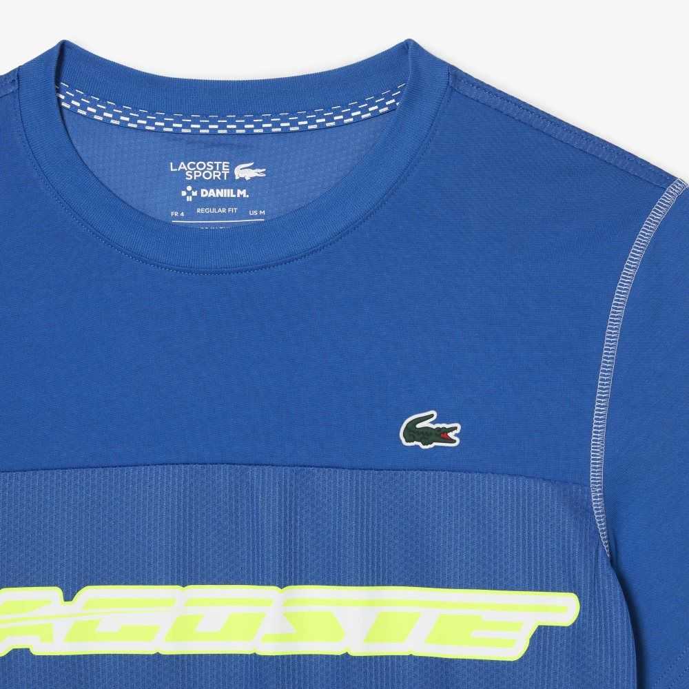 Lacoste Tennis x Daniil Medvedev Jersey Blå Gröna Vita Gula | KCIOZ-4960