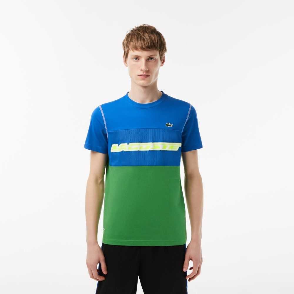 Lacoste Tennis x Daniil Medvedev Jersey Blå Gröna Vita Gula | KCIOZ-4960