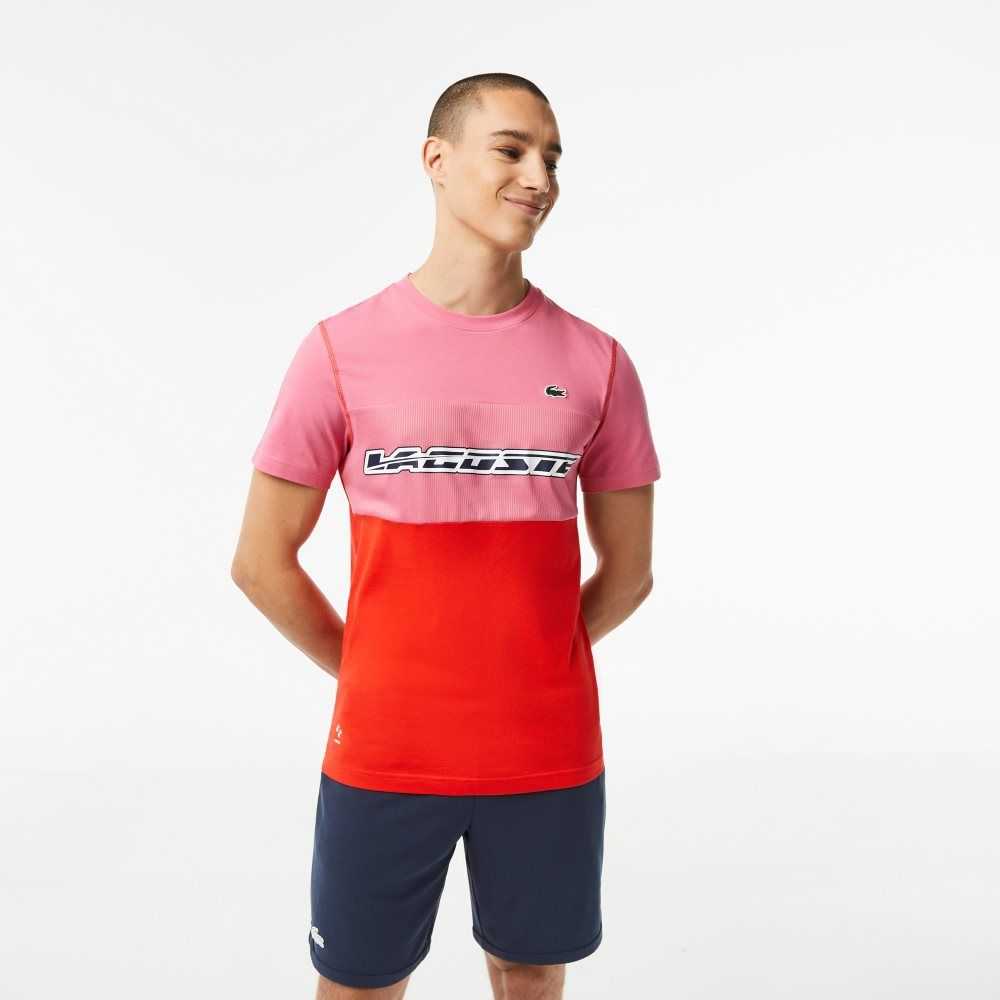 Lacoste Tennis x Daniil Medvedev Jersey Rosa Röda Blå | SWZLU-0178