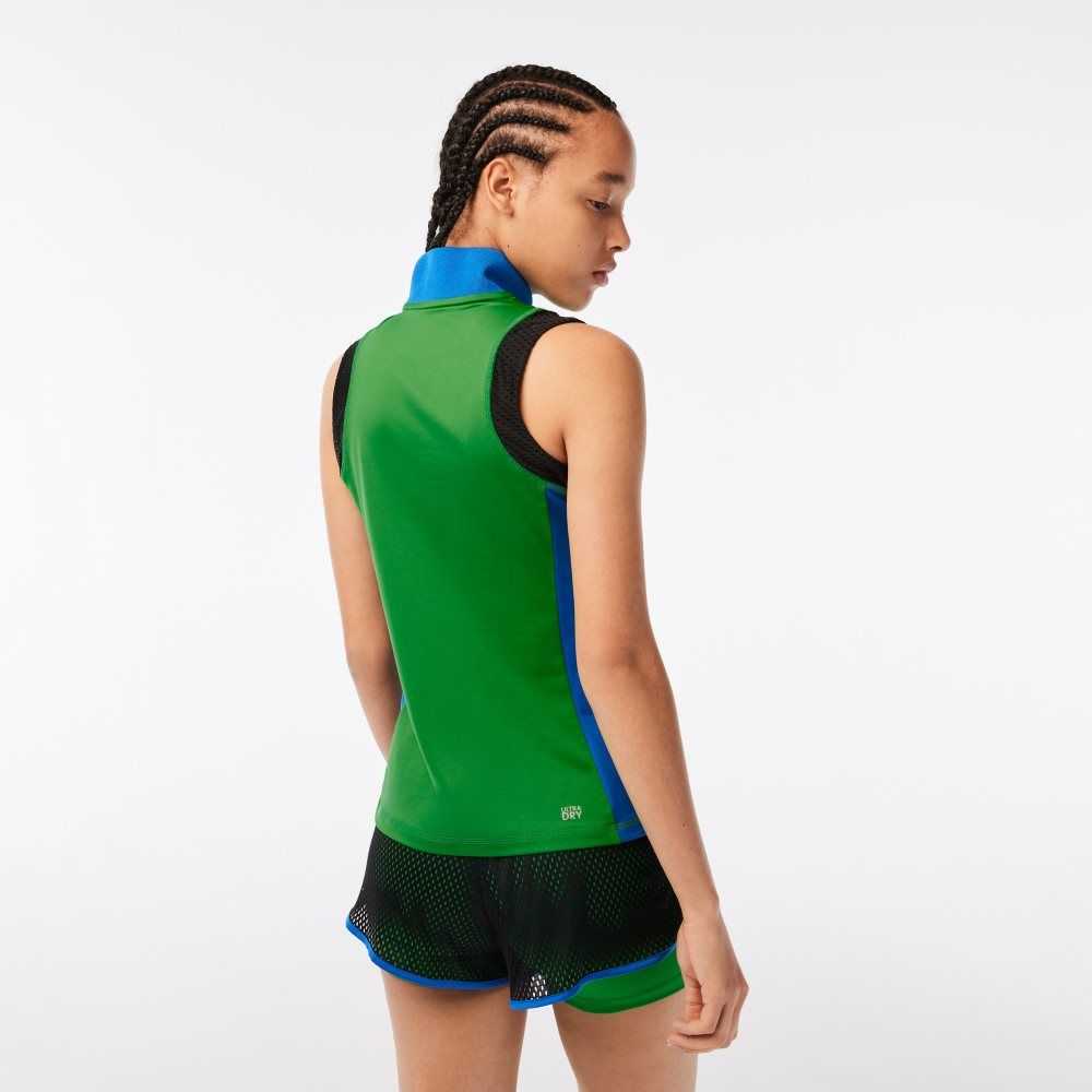 Lacoste Tennis Ärmlös Zip Neck Gröna Blå Svarta | XVOQG-5481