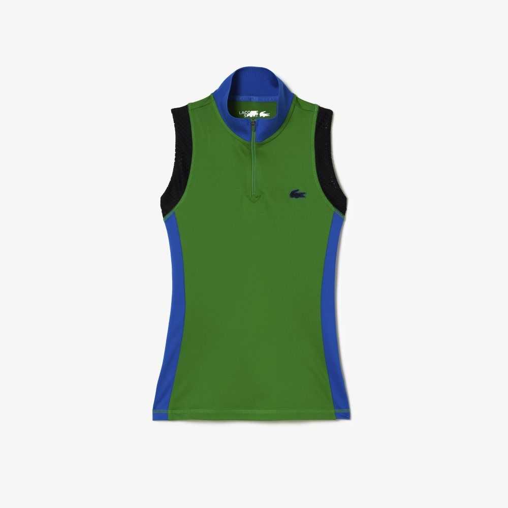 Lacoste Tennis Ärmlös Zip Neck Gröna Blå Svarta | XVOQG-5481