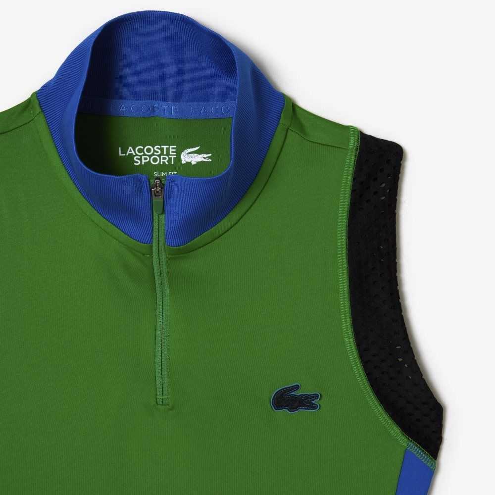 Lacoste Tennis Ärmlös Zip Neck Gröna Blå Svarta | XVOQG-5481