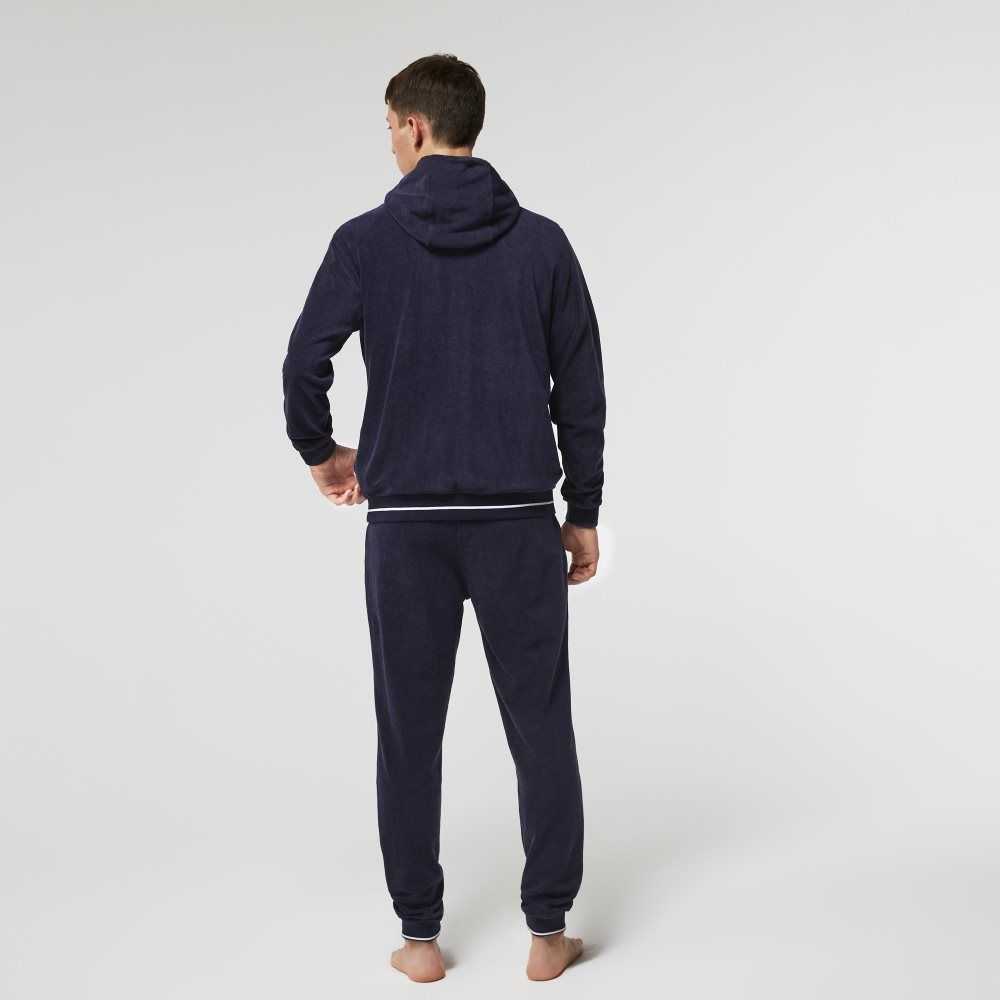 Lacoste Terrycloth Zip Lounge Marinblå Blå | DTNLH-0283