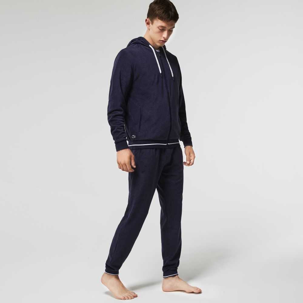 Lacoste Terrycloth Zip Lounge Marinblå Blå | DTNLH-0283