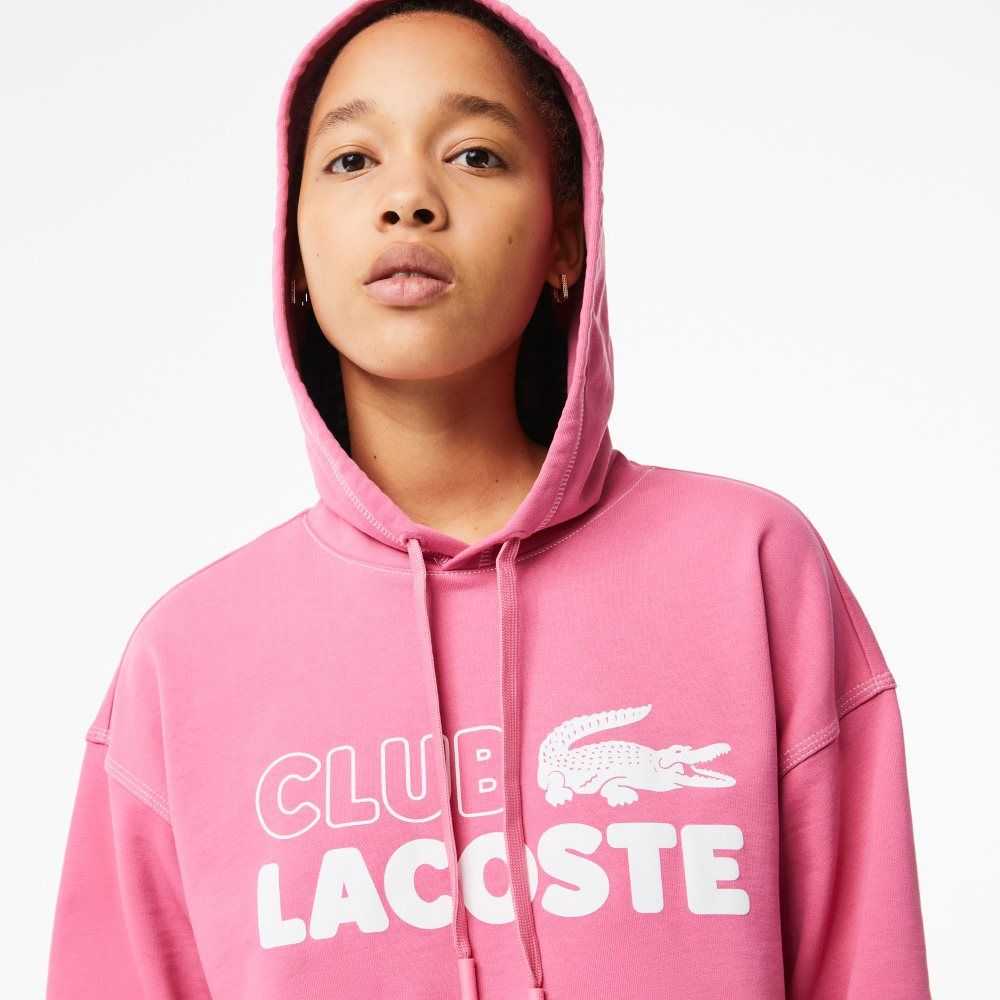 Lacoste Texture Print Hoodie Rosa | WYEAK-8671