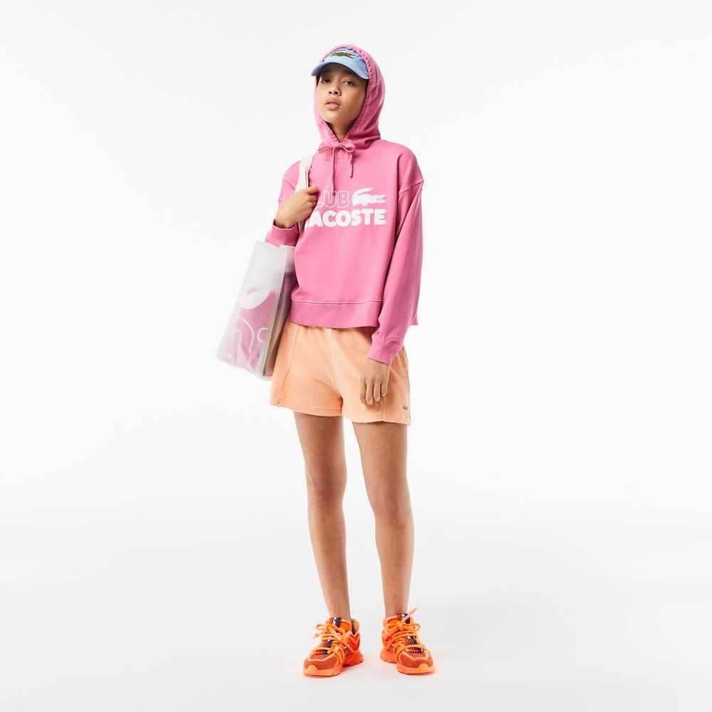 Lacoste Texture Print Hoodie Rosa | WYEAK-8671