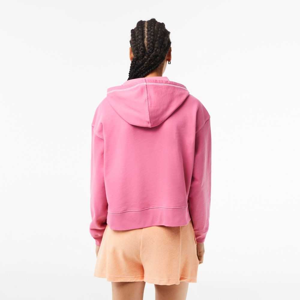 Lacoste Texture Print Hoodie Rosa | WYEAK-8671