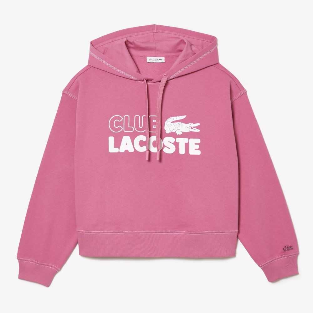 Lacoste Texture Print Hoodie Rosa | WYEAK-8671