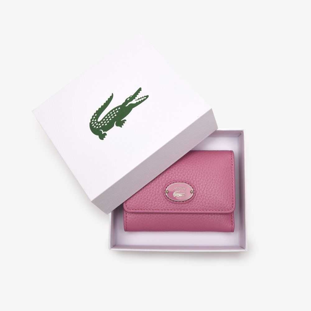 Lacoste Top Grain Läder Flap Close Wallet Olika Färger | DFPMO-7925