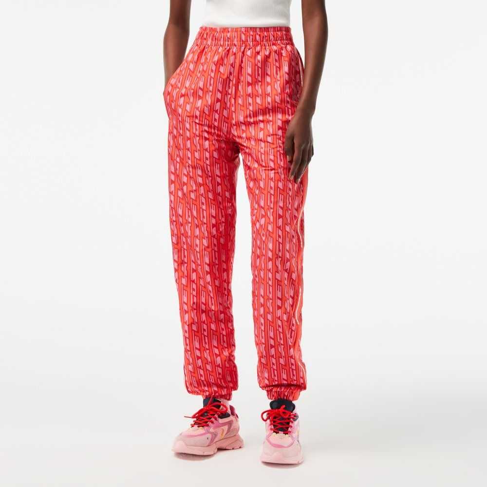 Lacoste Track Pants with Logo Print Orange Röda Rosa | YFDIV-1630