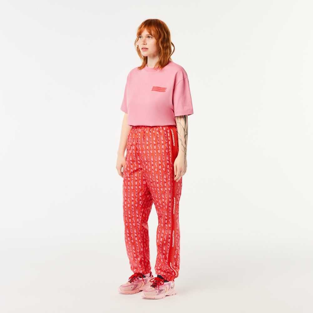 Lacoste Track Pants with Logo Print Orange Röda Rosa | YFDIV-1630