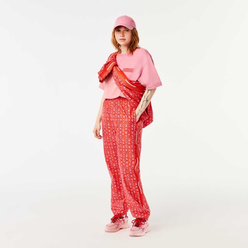 Lacoste Track Pants with Logo Print Orange Röda Rosa | YFDIV-1630