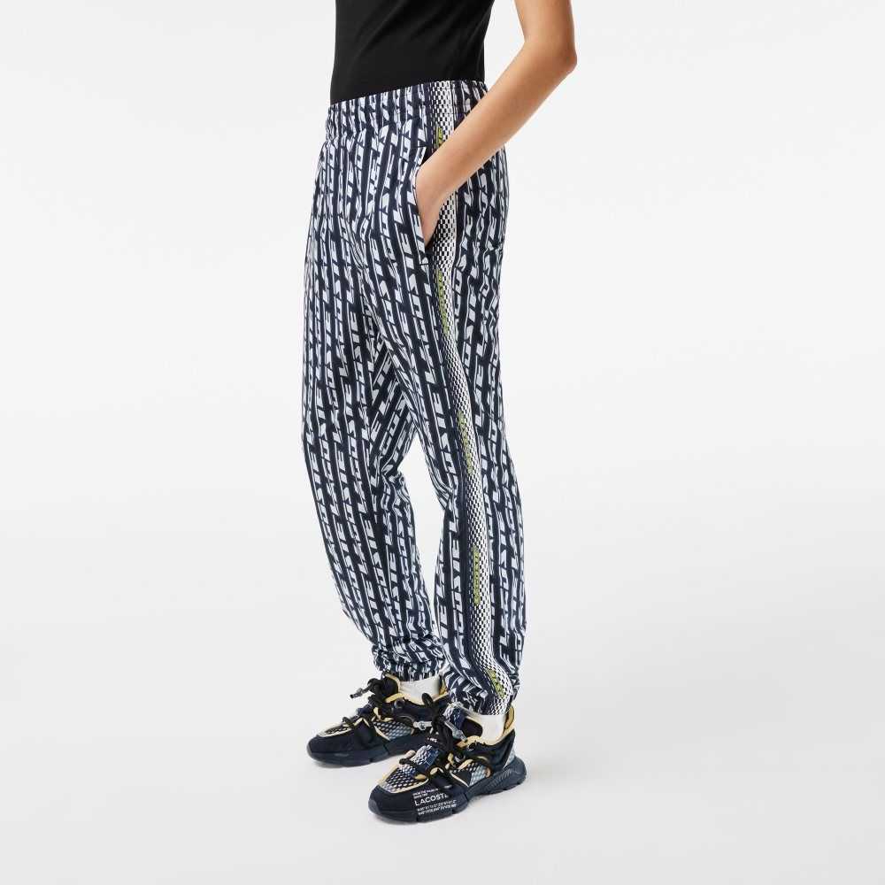 Lacoste Track Pants with Logo Print Svarta Blå Vita | XEKIY-0257