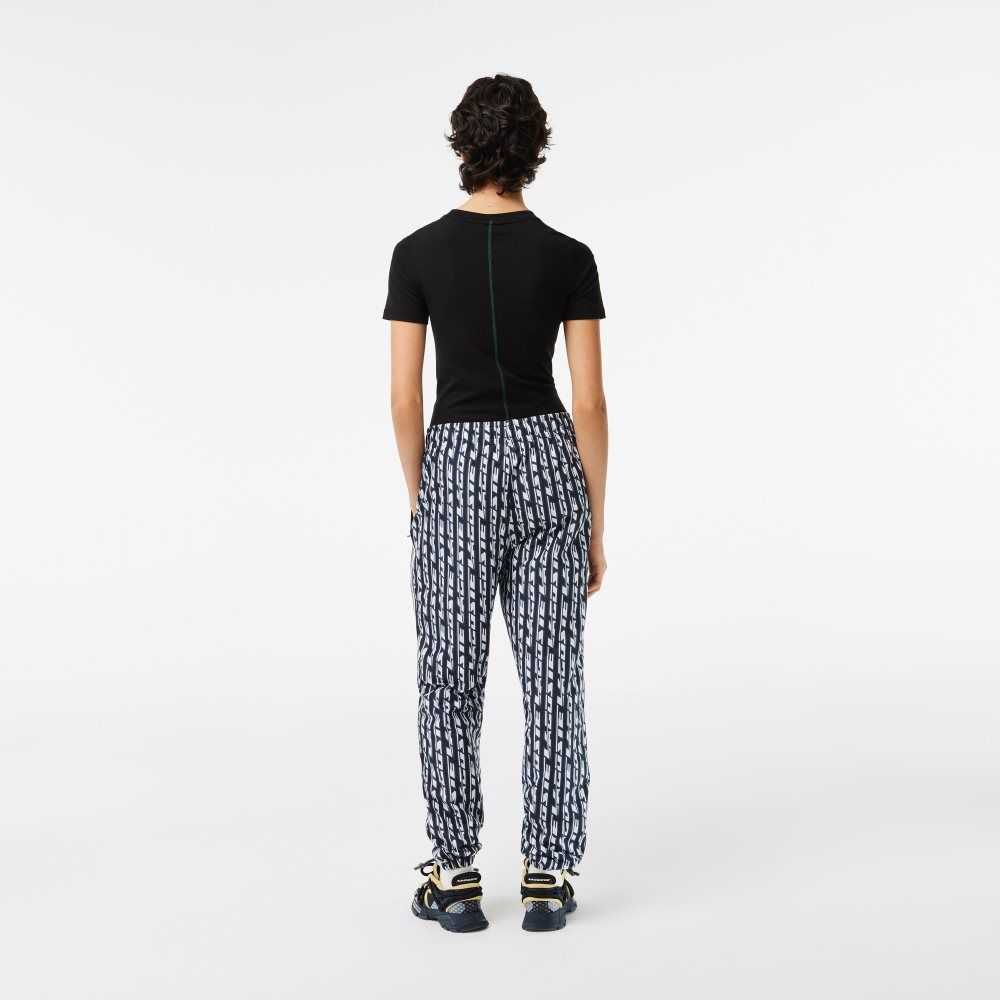 Lacoste Track Pants with Logo Print Svarta Blå Vita | XEKIY-0257