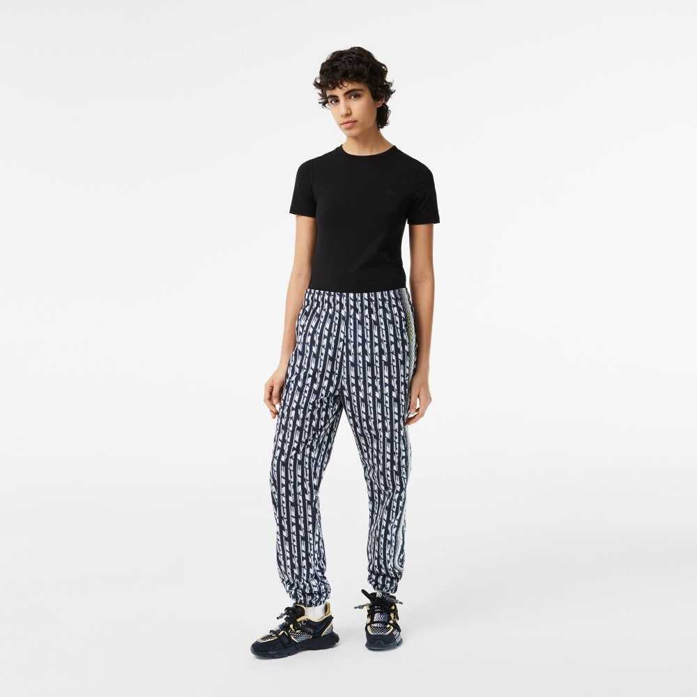 Lacoste Track Pants with Logo Print Svarta Blå Vita | XEKIY-0257