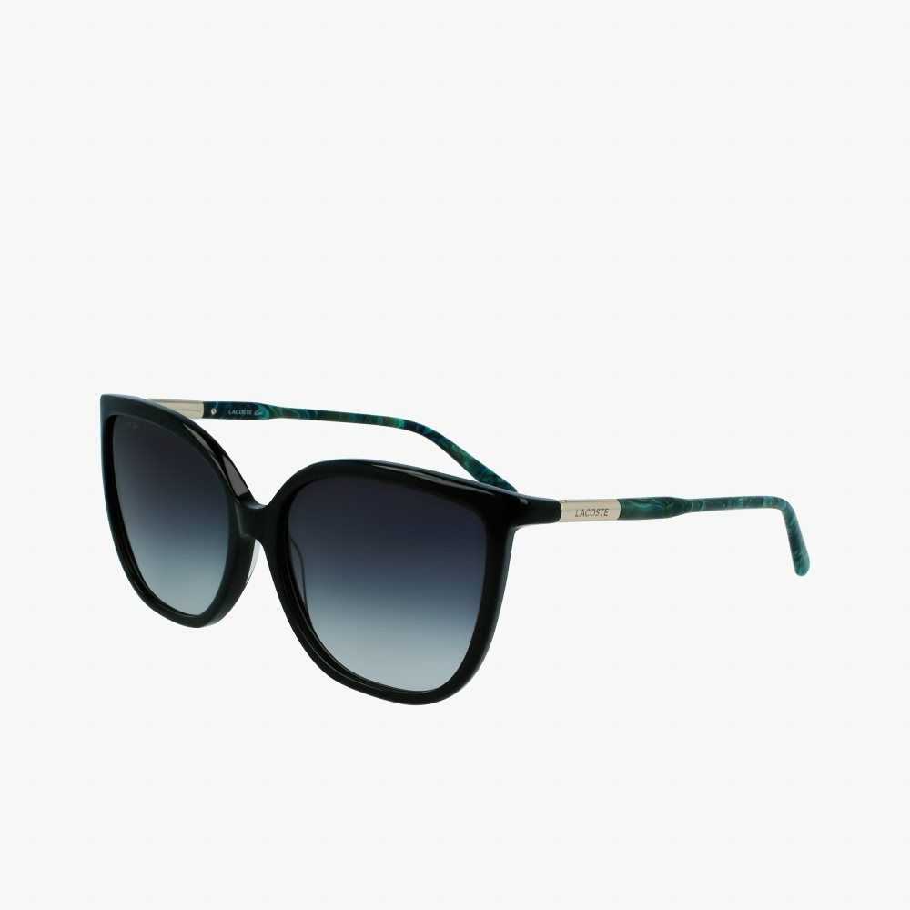 Lacoste Tubular Temple Butterfly Acetate Svarta | UTGPX-7185