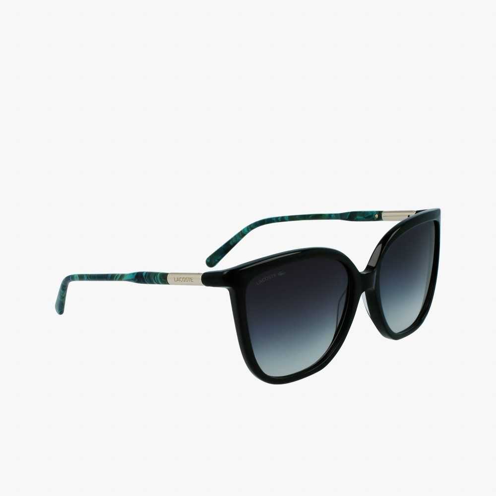 Lacoste Tubular Temple Butterfly Acetate Svarta | UTGPX-7185