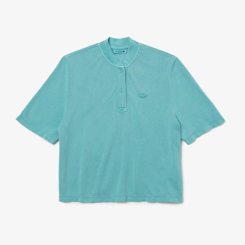 Lacoste Tunisian Neck Organic Bomull Pique Blå | BTGUX-1037