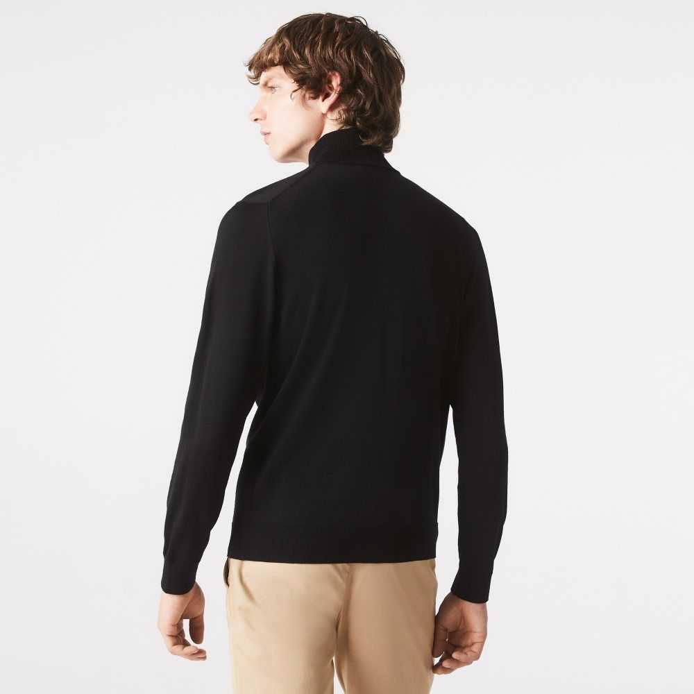 Lacoste Turtleneck Merino Ull Svarta | TRONQ-4590