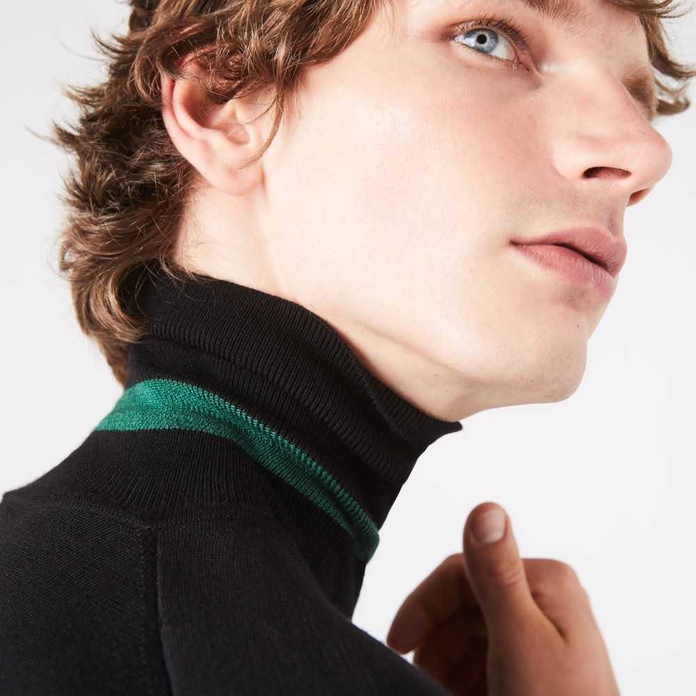 Lacoste Turtleneck Merino Ull Svarta | TRONQ-4590