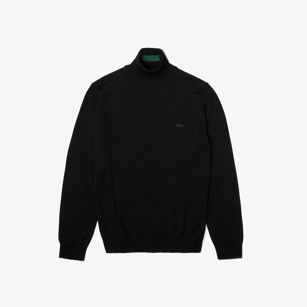 Lacoste Turtleneck Merino Ull Svarta | TRONQ-4590