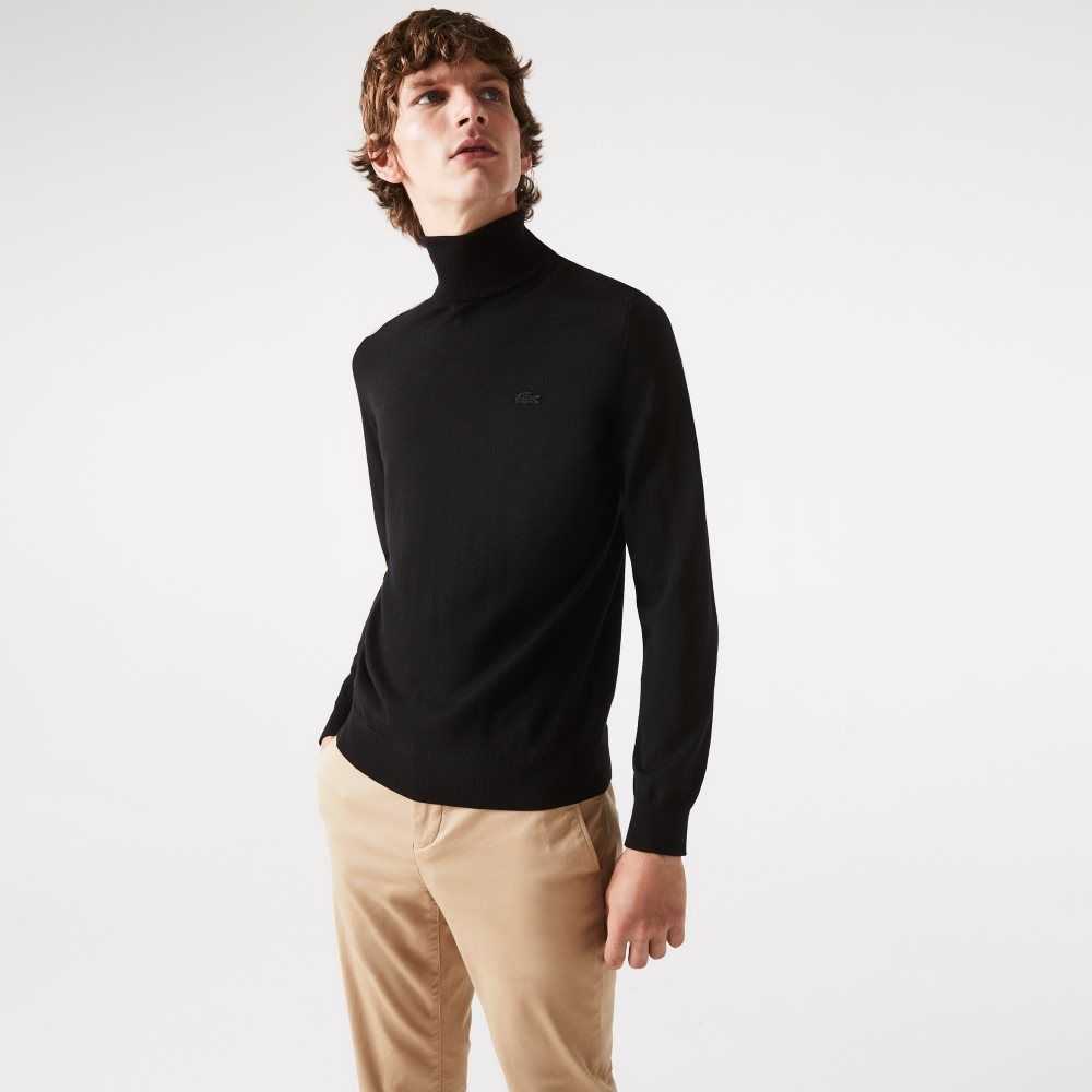 Lacoste Turtleneck Merino Ull Svarta | TRONQ-4590