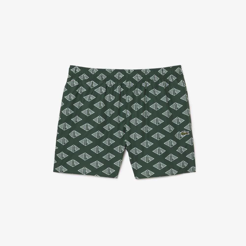 Lacoste Two-Tone Monogram Print Gröna Vita | TUXRY-3506