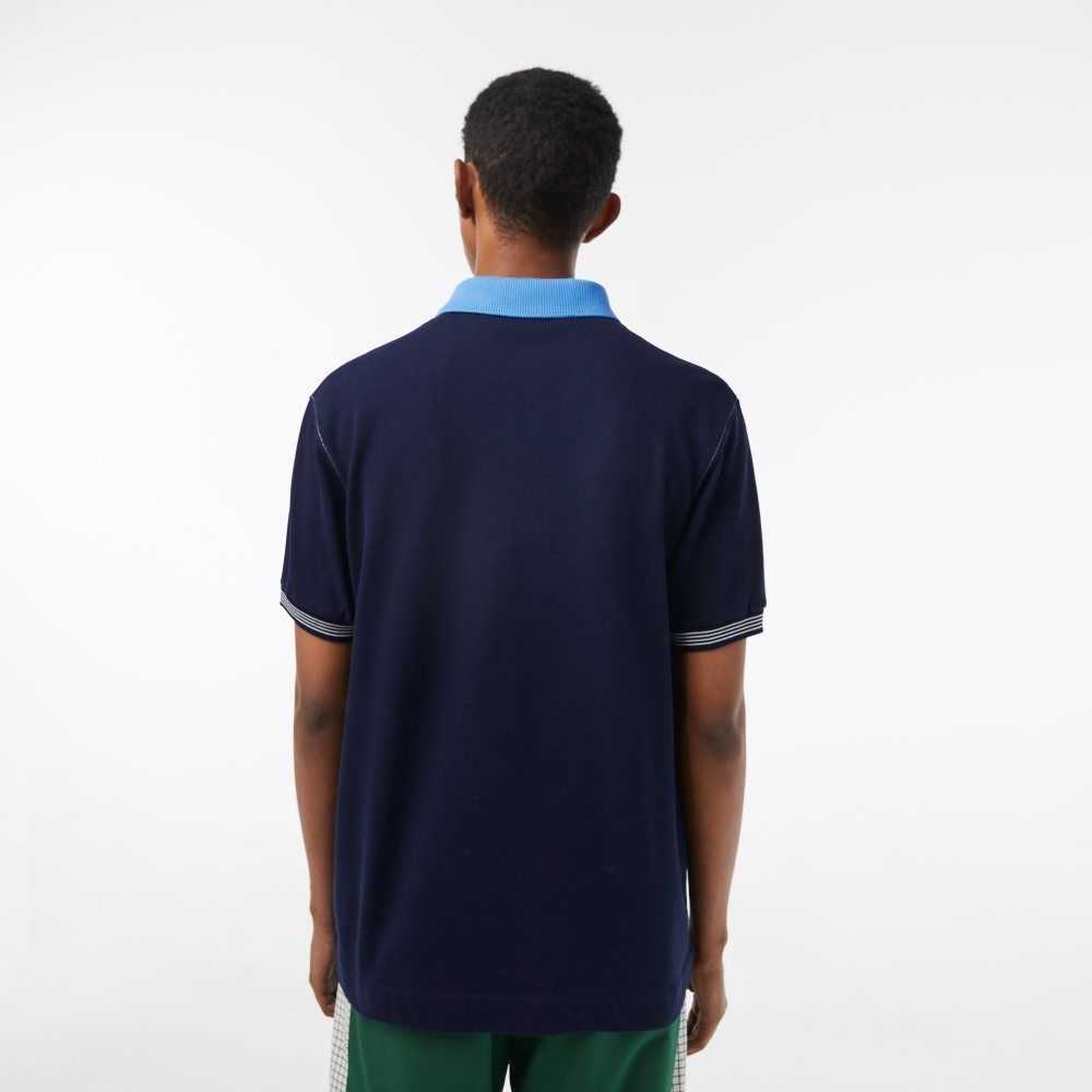 Lacoste Two-Tone Organic Bomull Marinblå Blå Blå | QHASC-4975