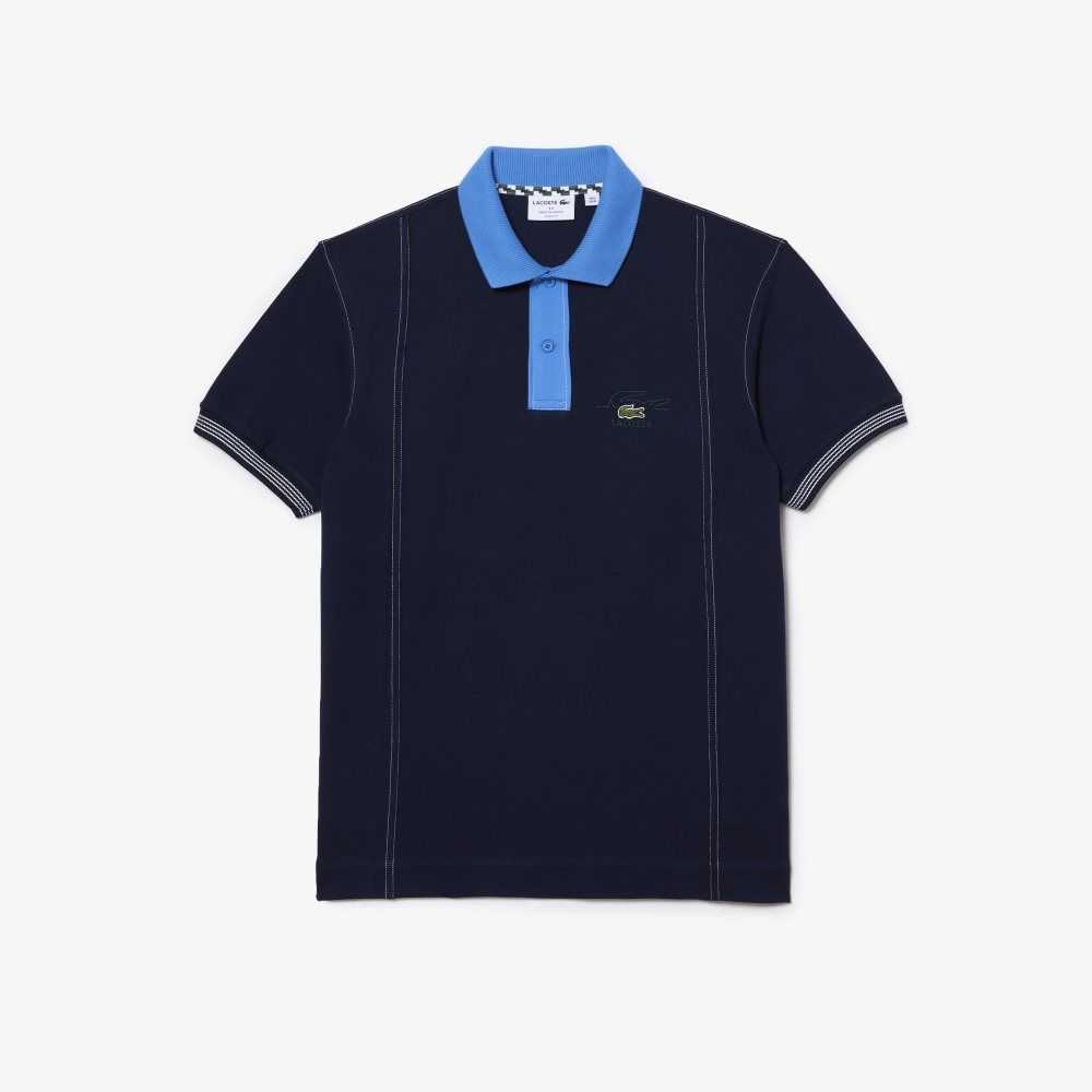 Lacoste Two-Tone Organic Bomull Marinblå Blå Blå | QHASC-4975