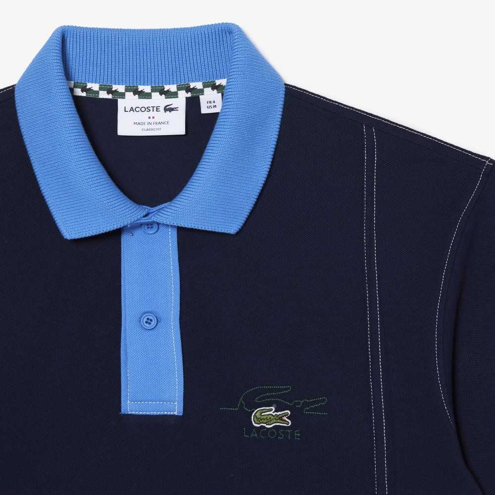 Lacoste Two-Tone Organic Bomull Marinblå Blå Blå | QHASC-4975