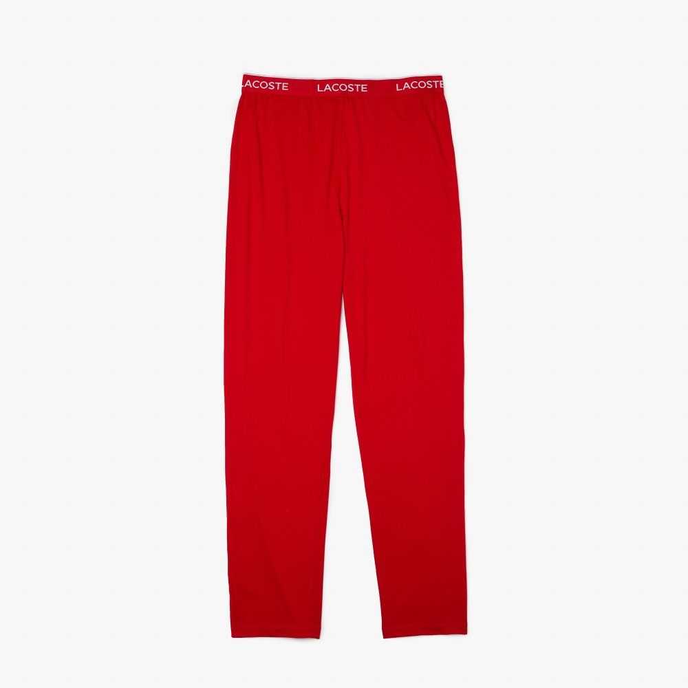 Lacoste Ultra-Soft Bomull Jersey Pajama Bottoms Röda | JQVSI-5386