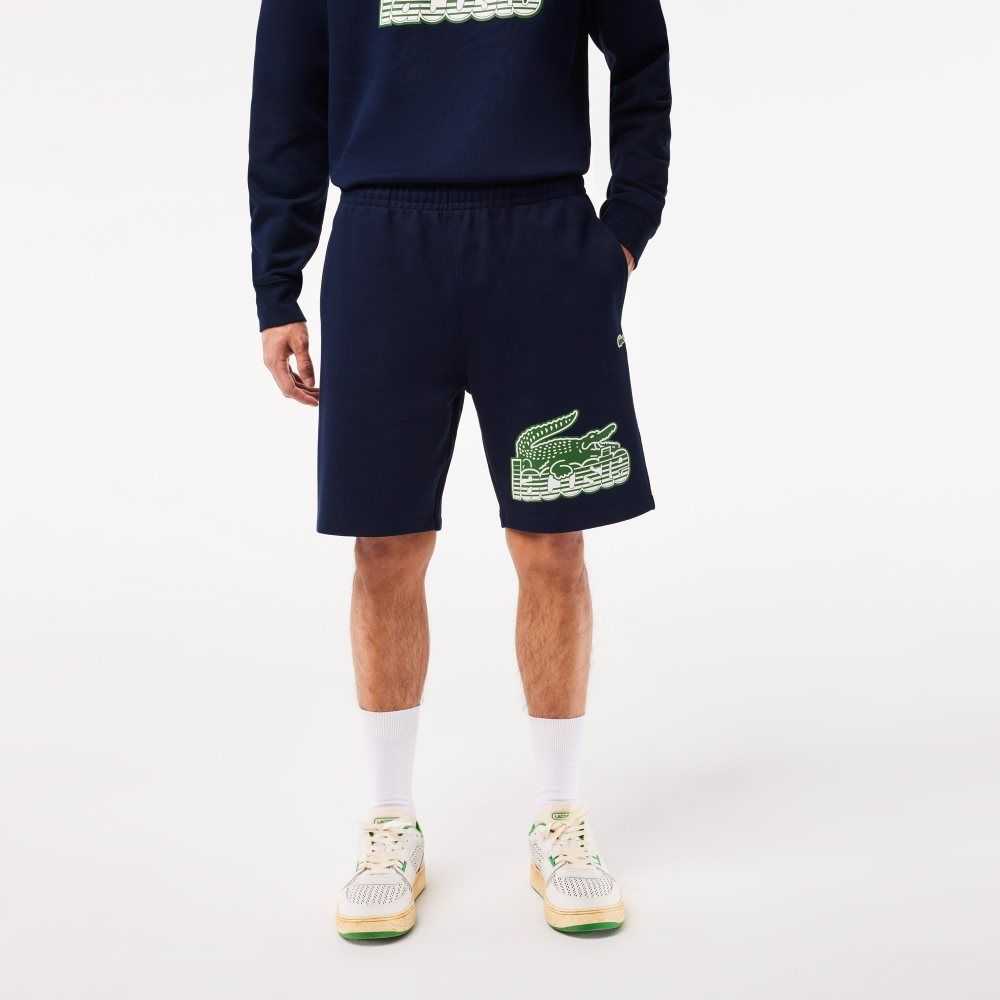 Lacoste Unbrushed Bomull Fleece Shorts Marinblå Blå | WIQKO-6807