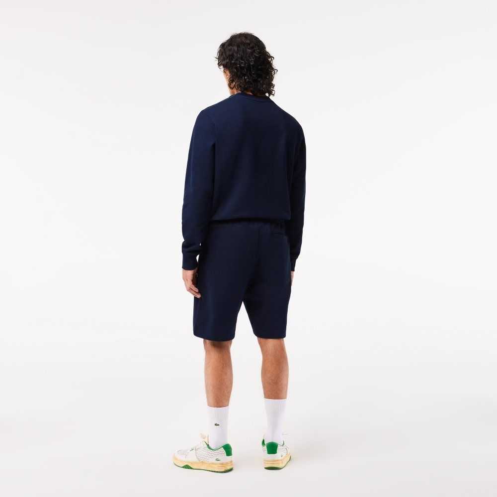 Lacoste Unbrushed Bomull Fleece Shorts Marinblå Blå | WIQKO-6807