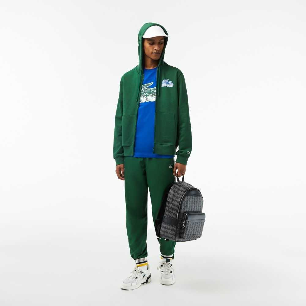 Lacoste Unbrushed Fleece Zipped Hoodie Gröna | PRNUC-2930