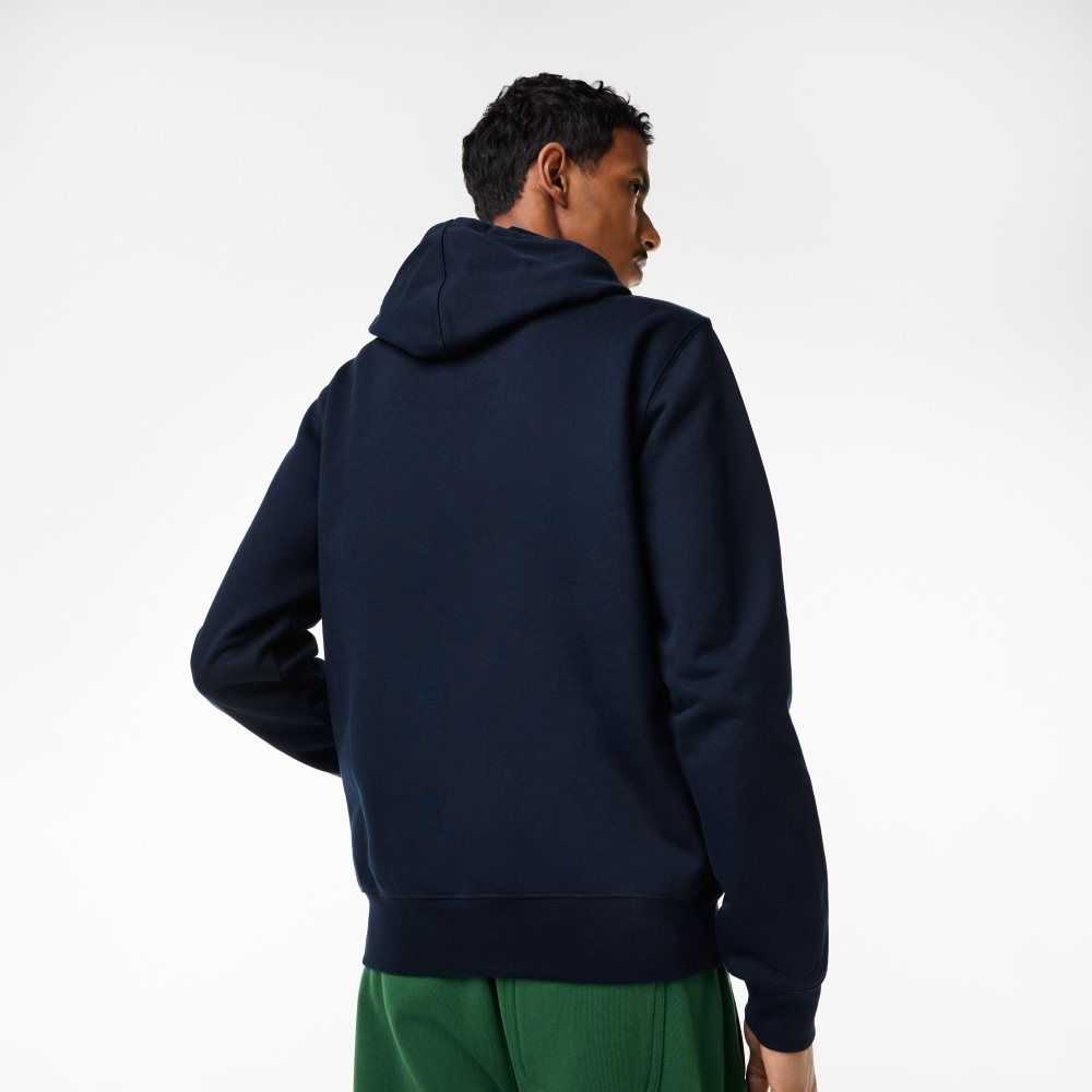 Lacoste Unbrushed Fleece Zipped Hoodie Marinblå Blå | HWIPM-5637