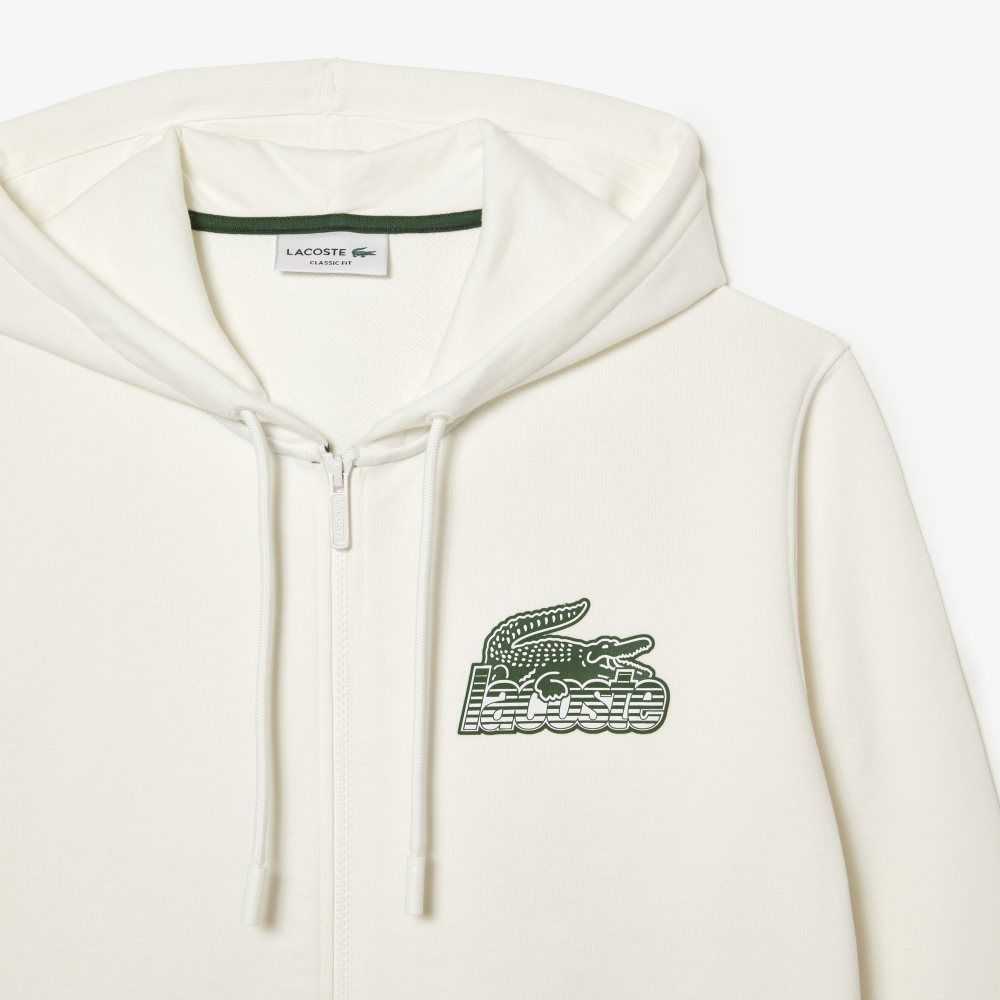 Lacoste Unbrushed Fleece Zipped Hoodie Vita | YLUCA-6930