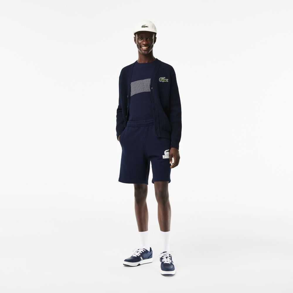 Lacoste Unbrushed Organic Bomull Fleece Marinblå Blå | HBZJD-0135