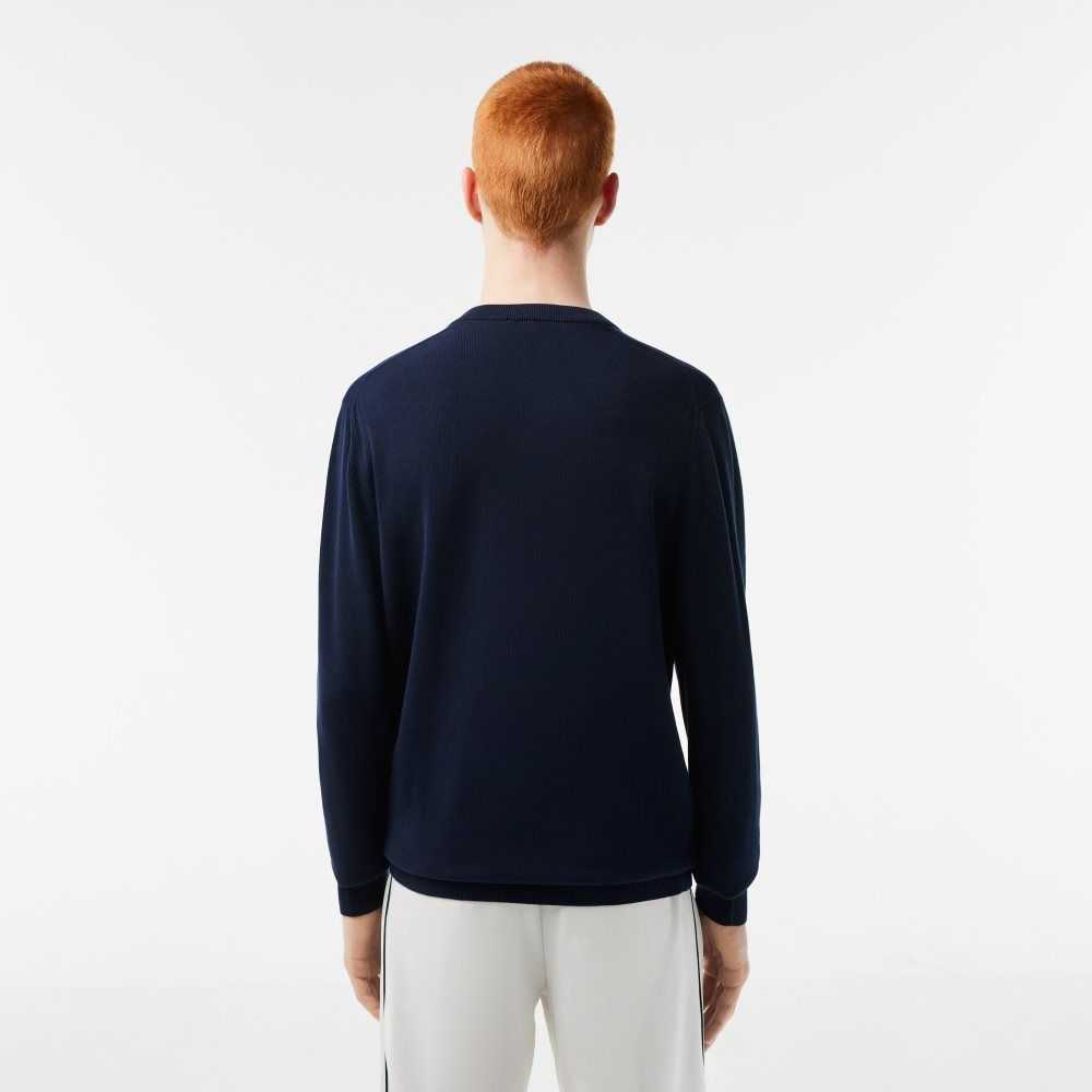 Lacoste V-Neck Organic Bomull Marinblå Blå | UJQXW-0843