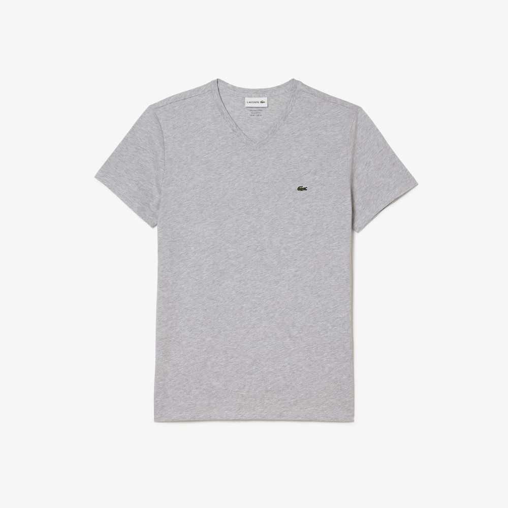 Lacoste V-Neck Pima Bomull Jersey Grå | OZHNL-2356