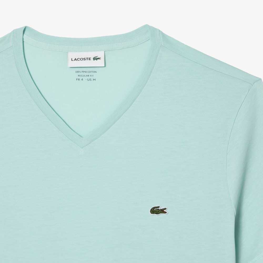 Lacoste V-Neck Pima Bomull Jersey Mintgröna | GYJZB-0538