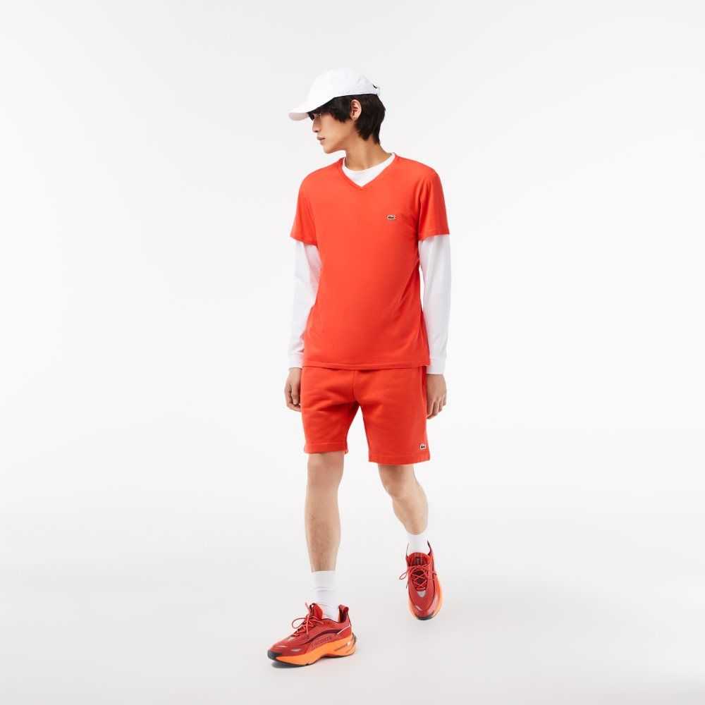 Lacoste V-Neck Pima Bomull Jersey Orange | DCJFB-1359