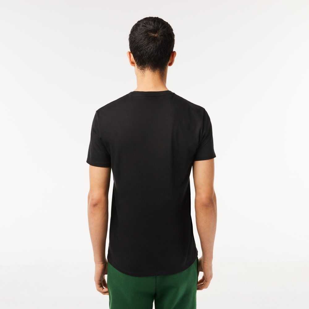 Lacoste V-Neck Pima Bomull Jersey Svarta | HEYBW-8567