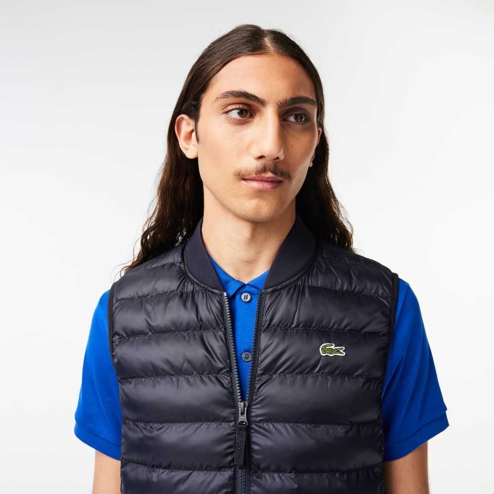 Lacoste Vadderad Vatten-Repellent Vest Marinblå Blå | NIDHR-5687