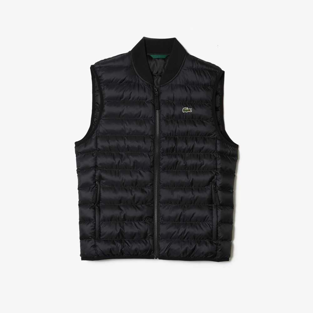 Lacoste Vadderad Vatten-Repellent Vest Svarta | WXACE-9475