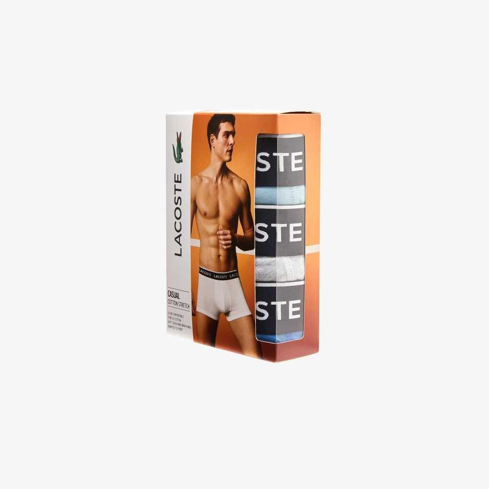 Lacoste Vanliga Boxer Brief 3-Pack Blå Grå | SZGFD-3502