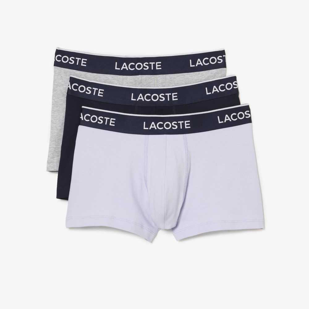 Lacoste Vanliga Boxer Brief 3-Pack Lila Marinblå Blå Grå | IJTAZ-5671